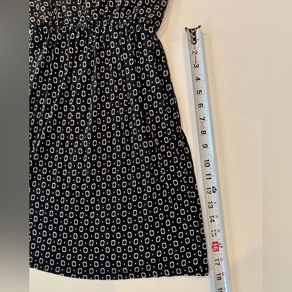 LOFT Petite Racerback Flowy Cinched Geometric Black White Mini XXSP Mini Dress - Picture 6 of 12